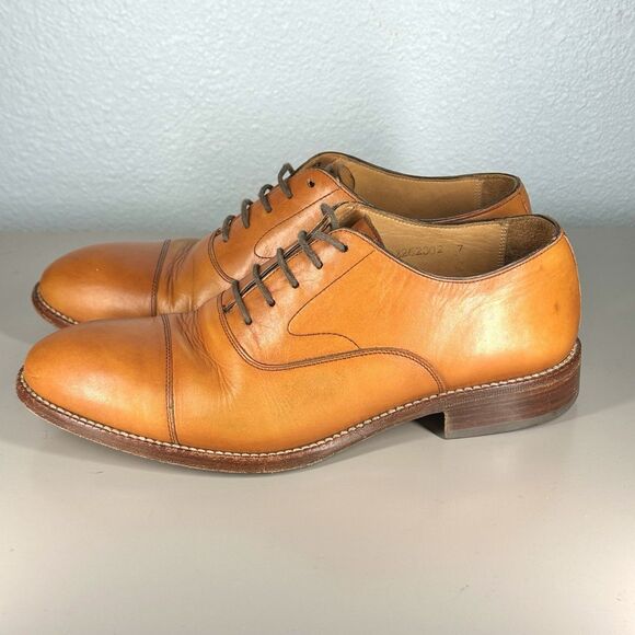 Beckett Simonon Cap Toe Oxford Dress Shoes Brown Leather Mens Size 7 Handcrafted main image 12